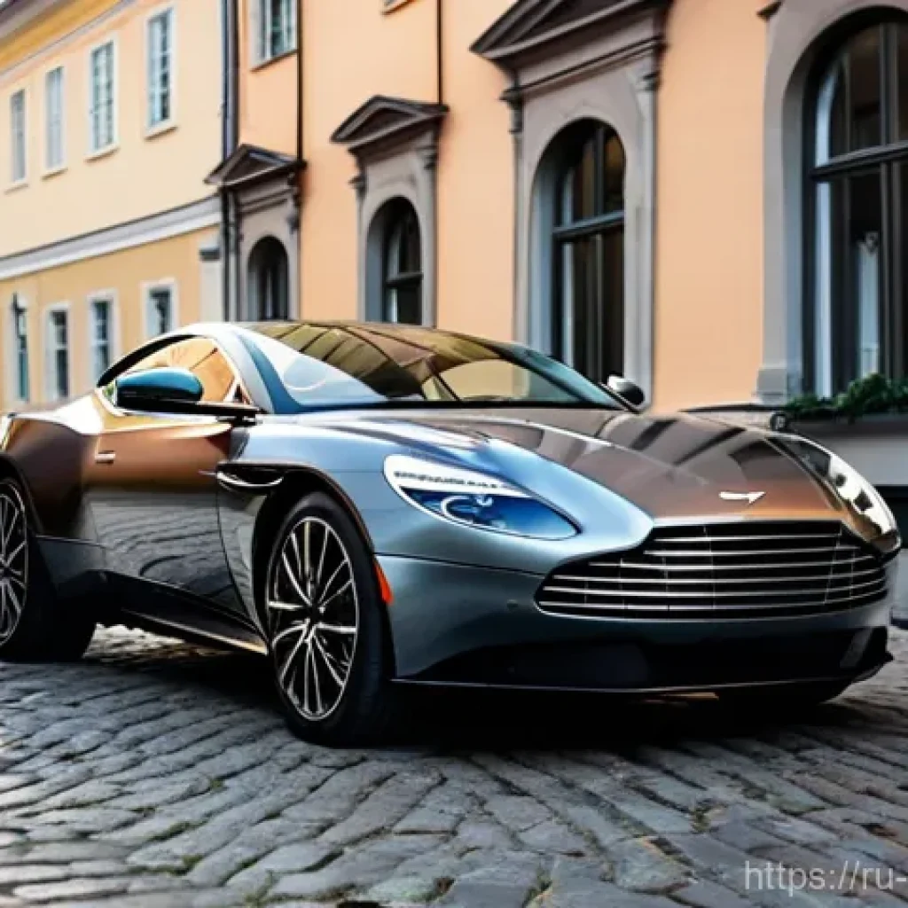 애스턴마틴 DB11과 BMW 8시리즈 비교 - **Prompt:** An elegant Aston Martin DB11 in a luxurious, deep metallic gray, parked immaculately on ...