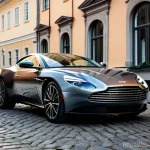 애스턴마틴 DB11과 BMW 8시리즈 비교 - **Prompt:** An elegant Aston Martin DB11 in a luxurious, deep metallic gray, parked immaculately on ...