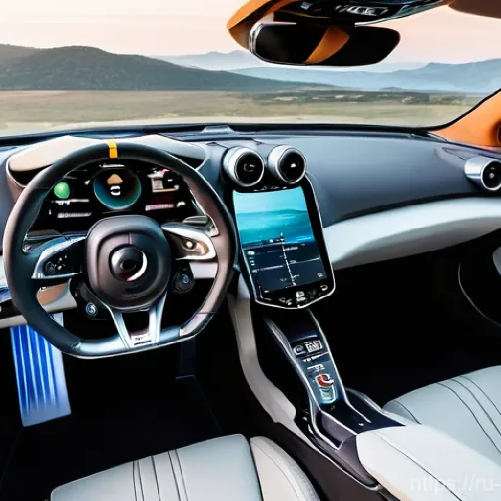 맥라렌 GT의 실내 공간 활용도 - **A luxurious and spacious McLaren GT interior, featuring soft, ergonomic cashmere seats that cradle...